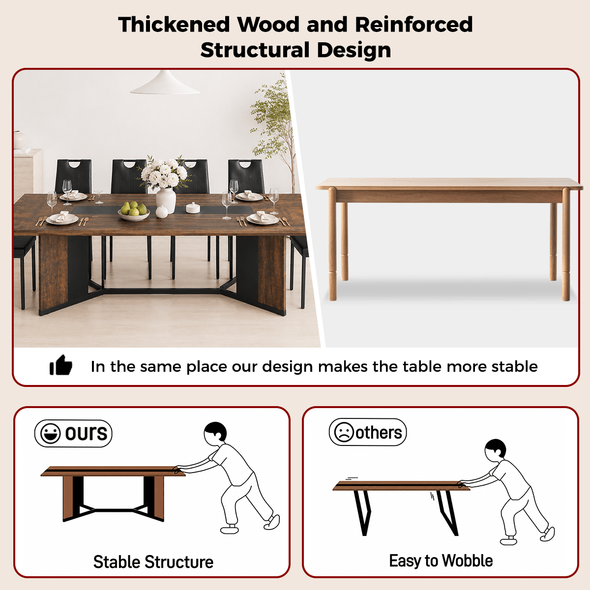 78"/ 94" 7-Piece Rectangle Wood  Kitchen Dining Table Set