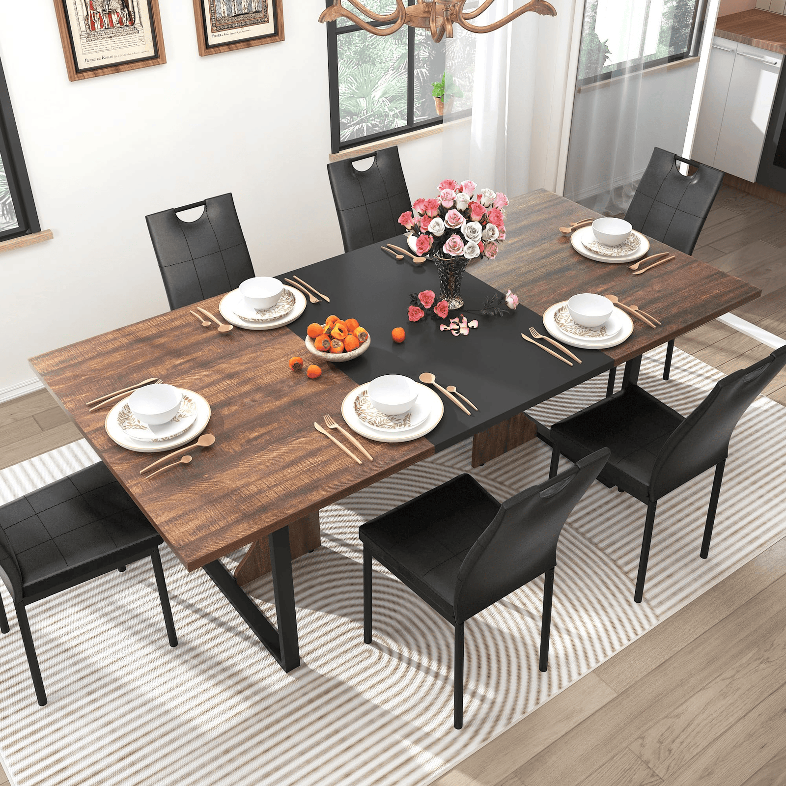 70" Rectangle Wood Kitchen Dining Room Table