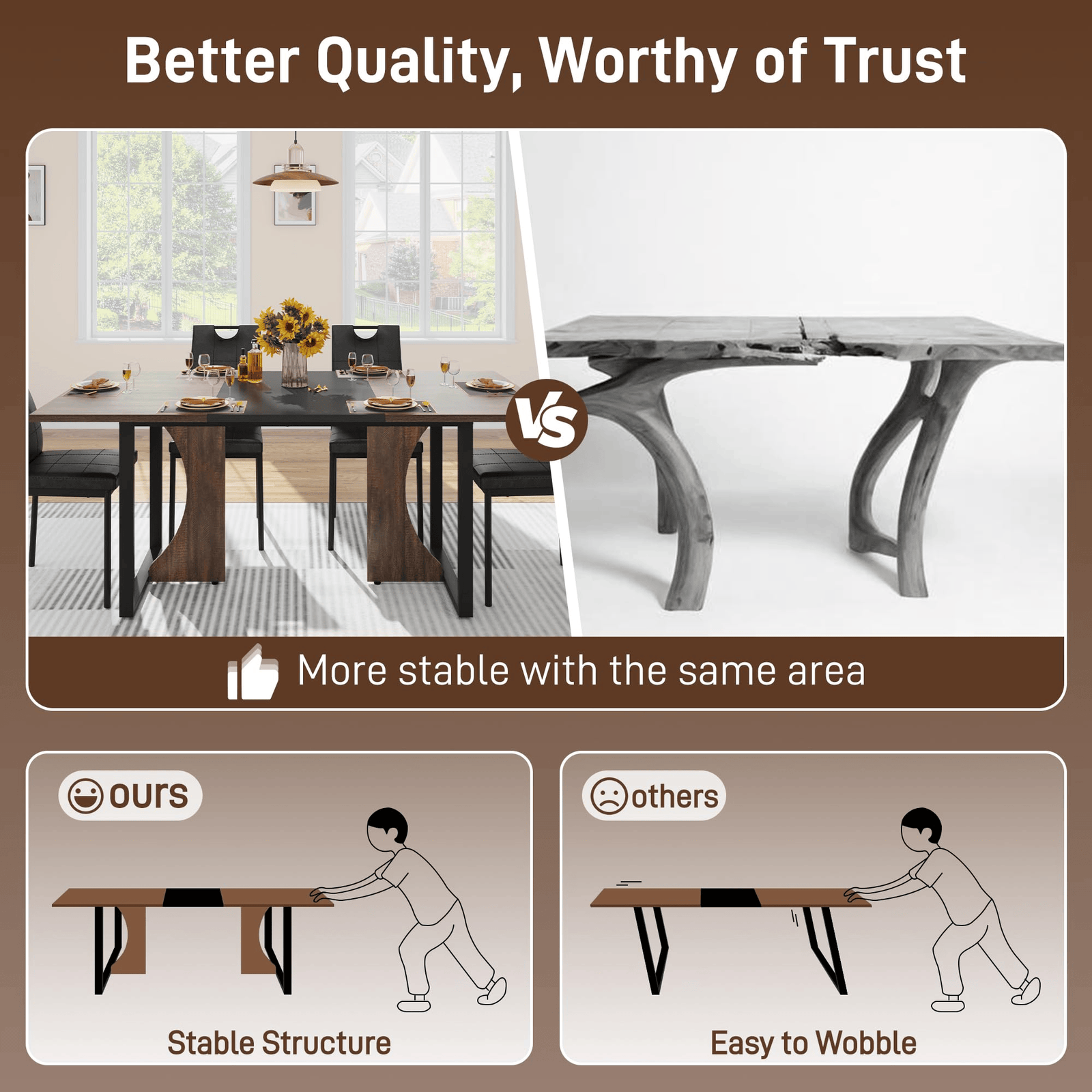 70" Rectangle Wood Kitchen Dining Room Table