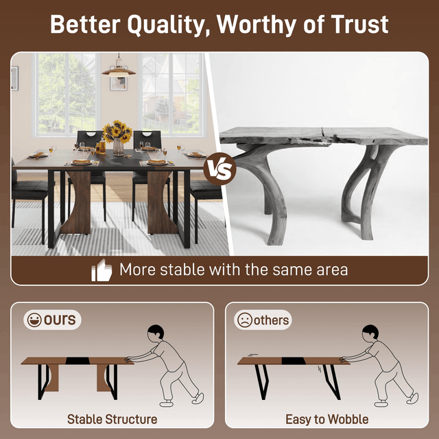 70" Rectangle Wood Kitchen Dining Room Table