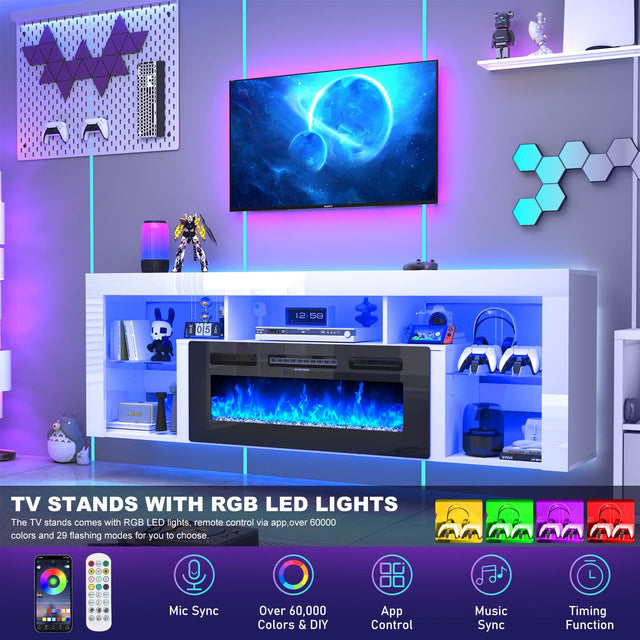 71" Floating Fireplace TV Stand Entertainment Center