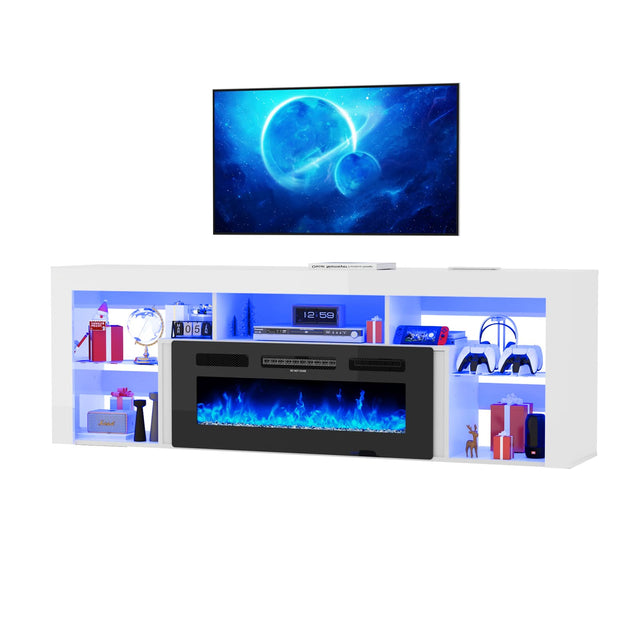 71" Floating Fireplace TV Stand Entertainment Center