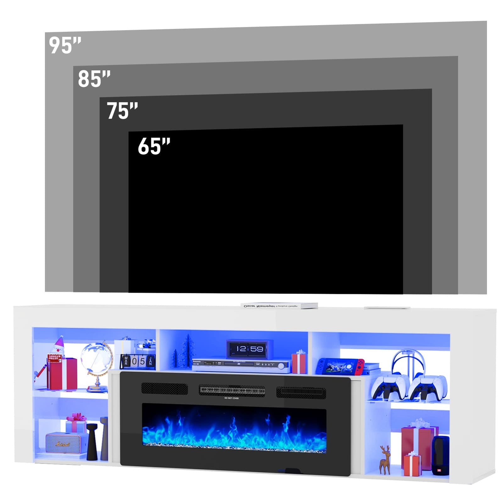71" Floating Fireplace TV Stand Entertainment Center