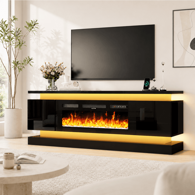 71"/ 81" Modern Electric Fireplace TV Stand Entertainment Center