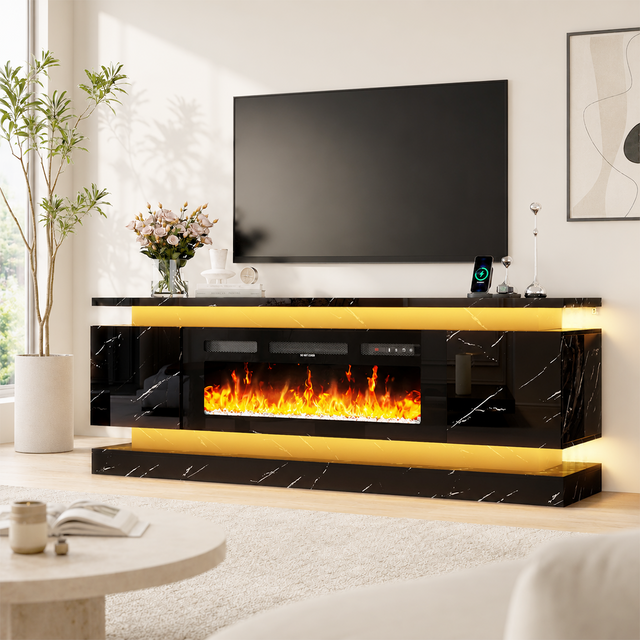 71"/ 81" Modern Electric Fireplace TV Stand Entertainment Center