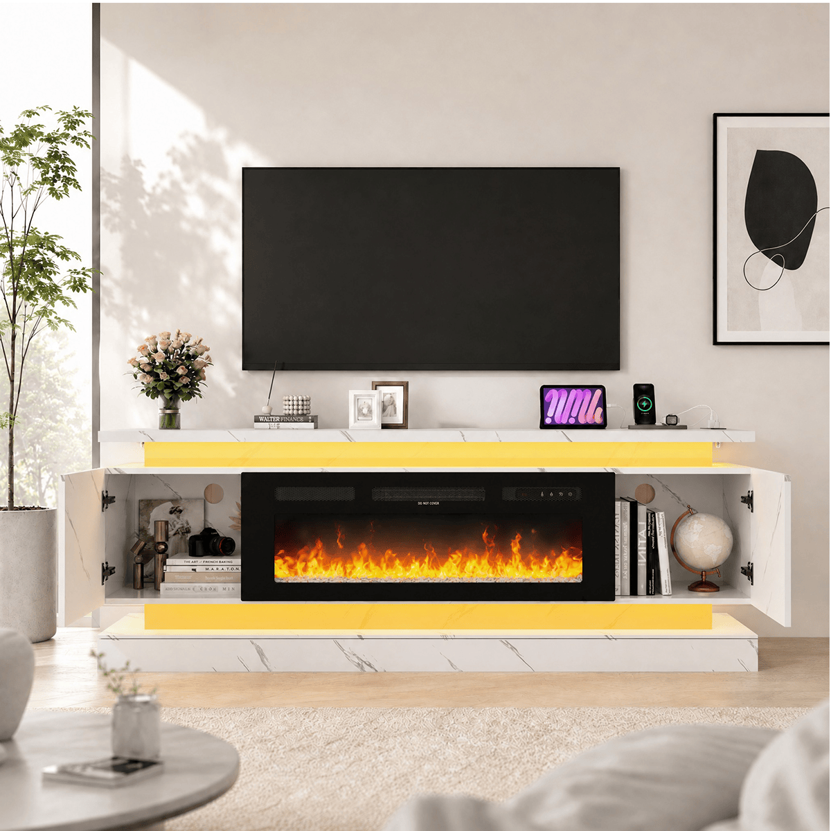 71"/ 81" Modern Electric Fireplace TV Stand Entertainment Center