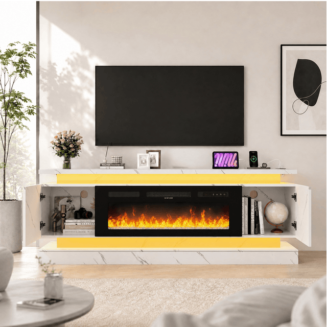 71"/ 81" Modern Electric Fireplace TV Stand Entertainment Center