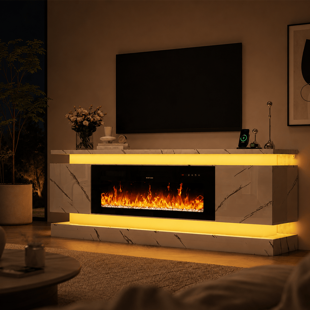 71"/ 81" Modern Electric Fireplace TV Stand Entertainment Center