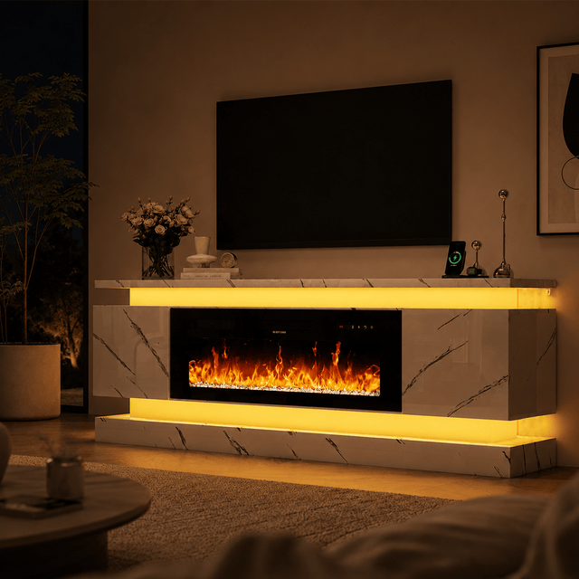 71"/ 81" Modern Electric Fireplace TV Stand Entertainment Center