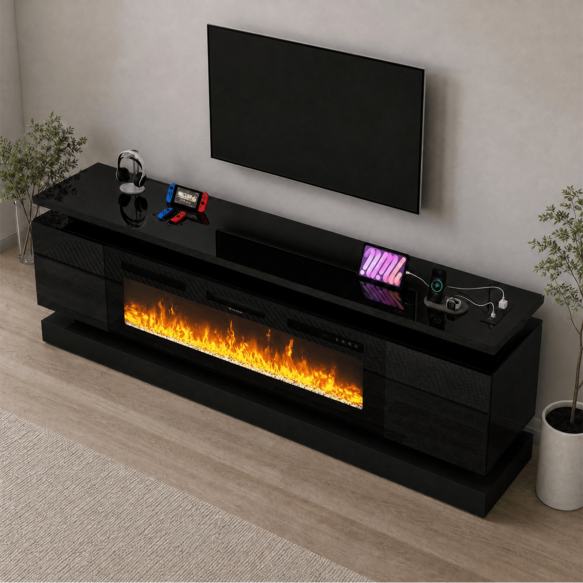 71"/ 81" Modern Electric Fireplace TV Stand Entertainment Center