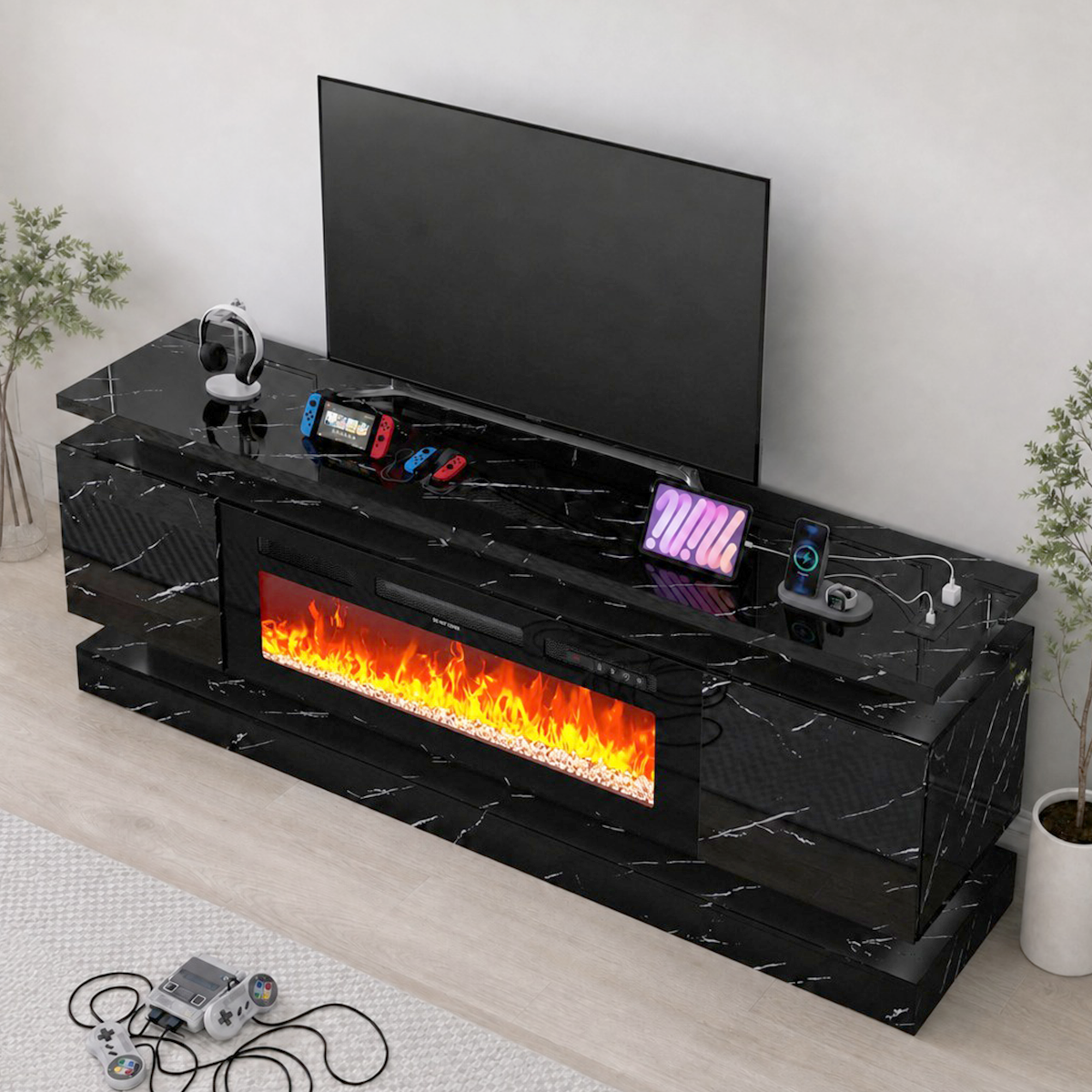 71"/ 81" Modern Electric Fireplace TV Stand Entertainment Center