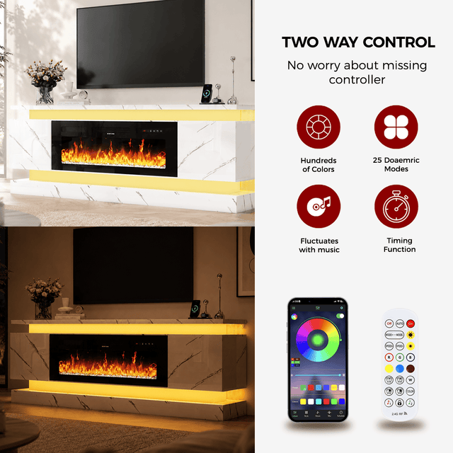 71"/ 81" Modern Electric Fireplace TV Stand Entertainment Center