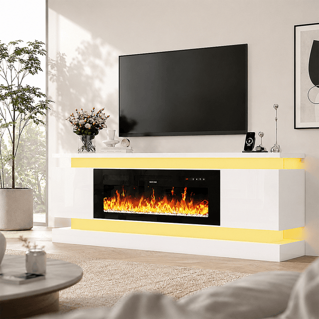 71"/ 81" Modern Electric Fireplace TV Stand Entertainment Center