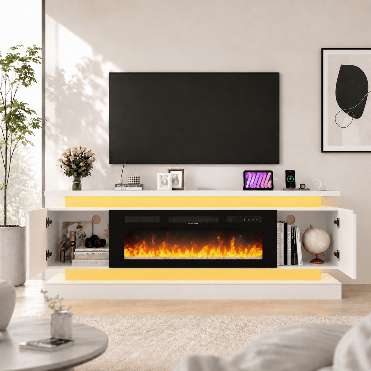 71"/ 81" Modern Electric Fireplace TV Stand Entertainment Center