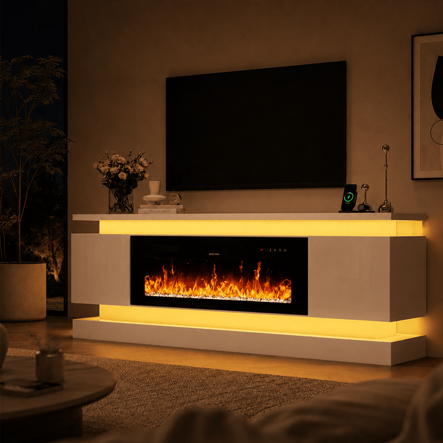 71"/ 81" Modern Electric Fireplace TV Stand Entertainment Center