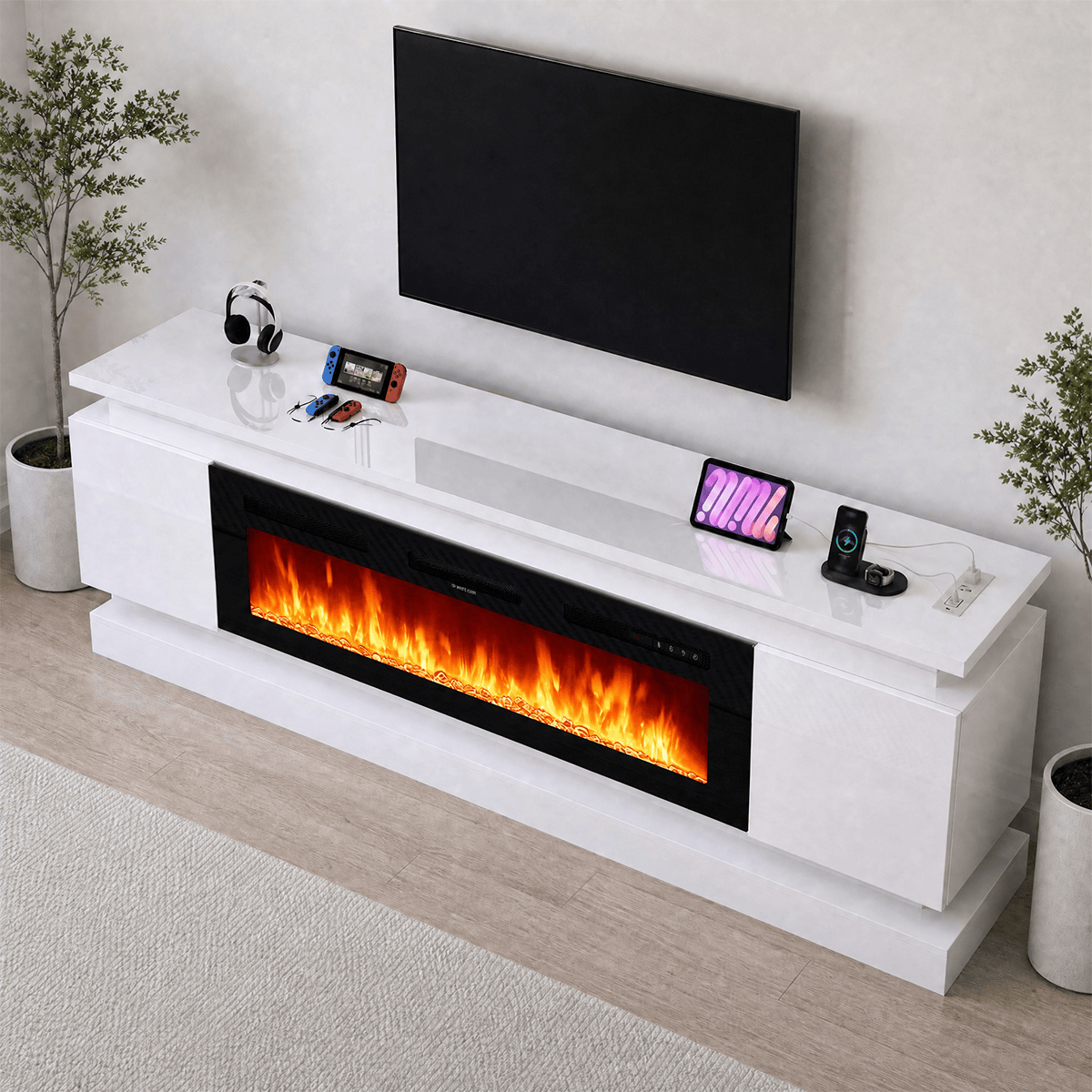 71"/ 81" Modern Electric Fireplace TV Stand Entertainment Center