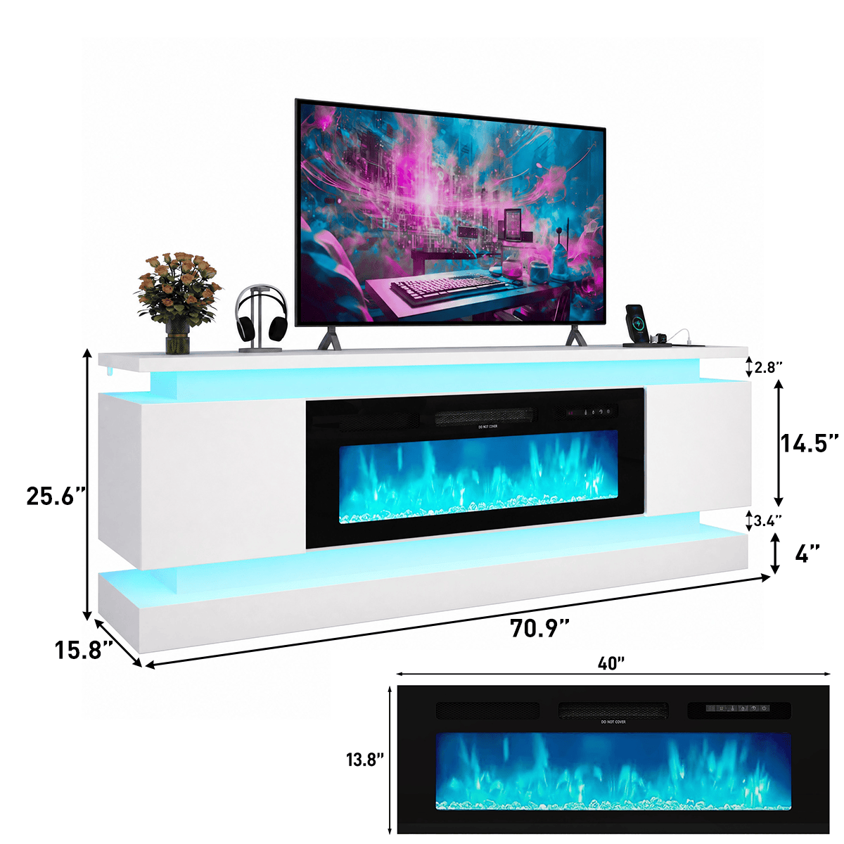 71"/ 81" Modern Electric Fireplace TV Stand Entertainment Center