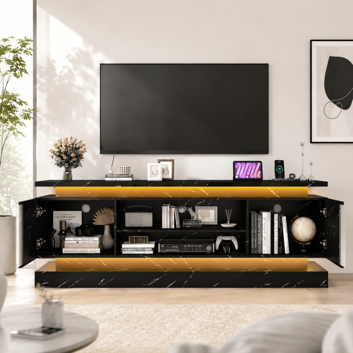 71"/ 81" Modern Electric Fireplace TV Stand Entertainment Center