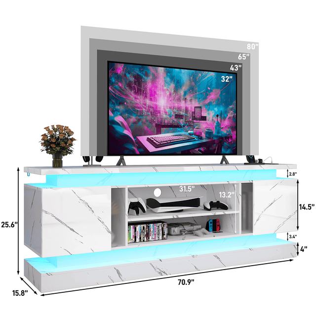 71"/ 81" Modern Electric Fireplace TV Stand Entertainment Center