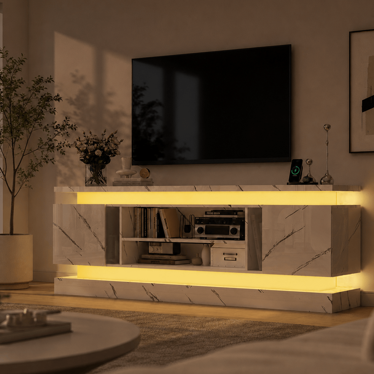 71"/ 81" Modern Electric Fireplace TV Stand Entertainment Center