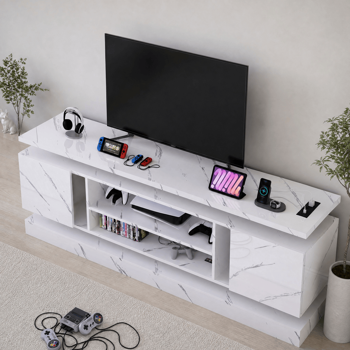 71"/ 81" Modern Electric Fireplace TV Stand Entertainment Center