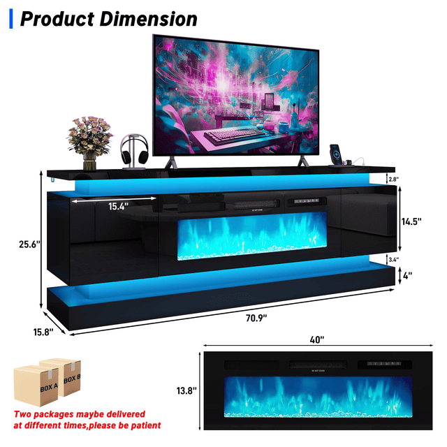 71"/ 81" Modern Electric Fireplace TV Stand Entertainment Center