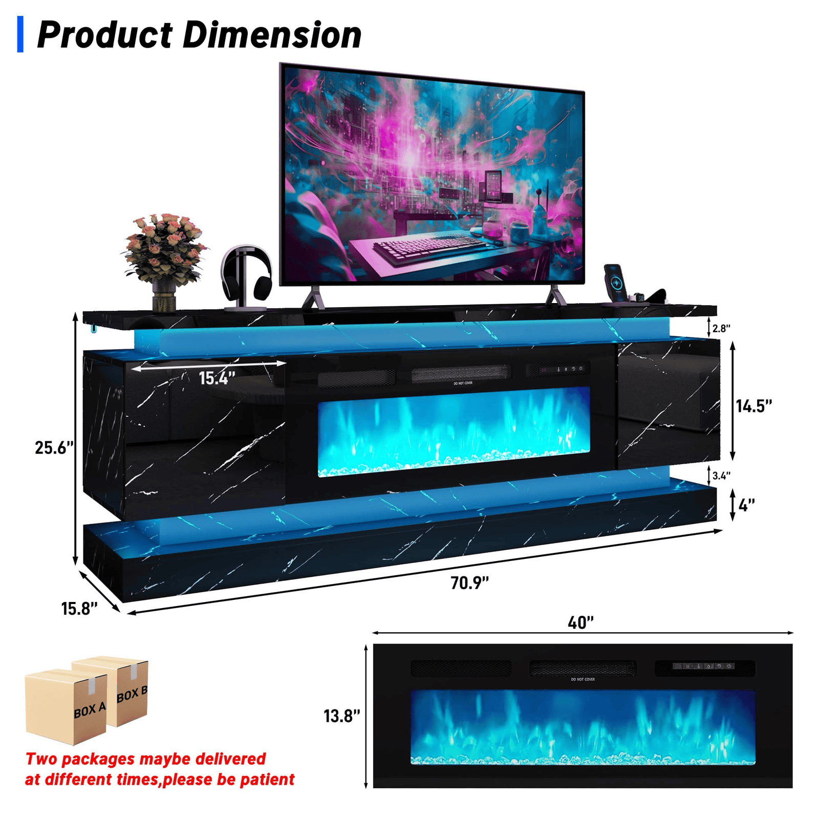 71"/ 81" Modern Electric Fireplace TV Stand Entertainment Center