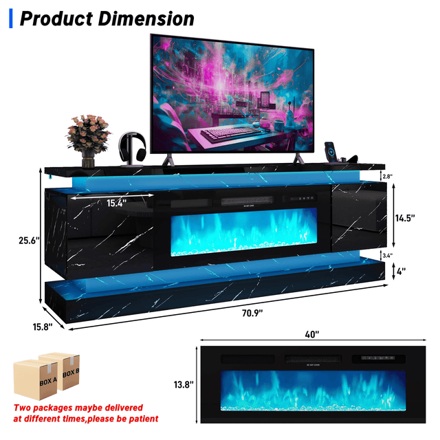 71"/ 81" Modern Electric Fireplace TV Stand Entertainment Center