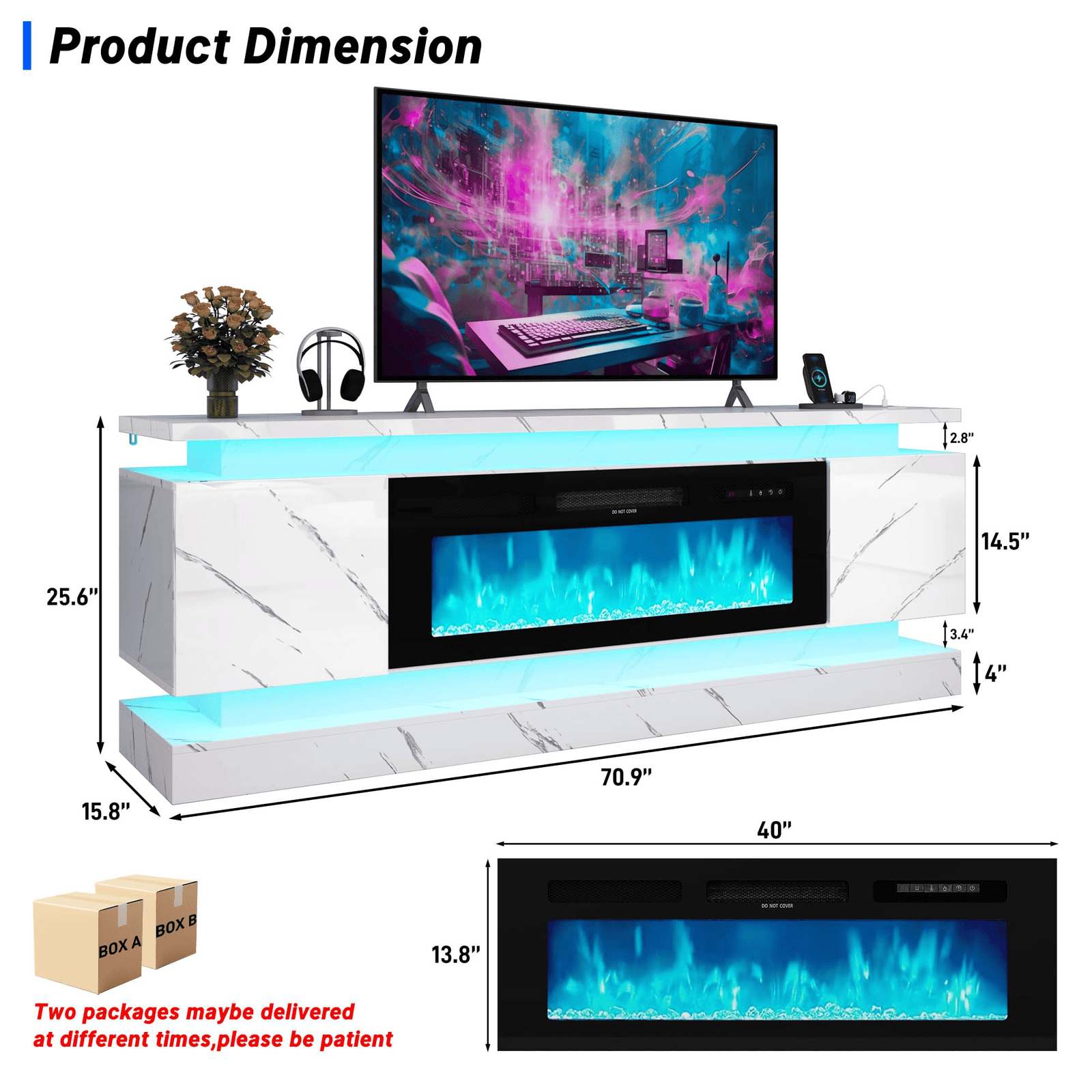 71"/ 81" Modern Electric Fireplace TV Stand Entertainment Center