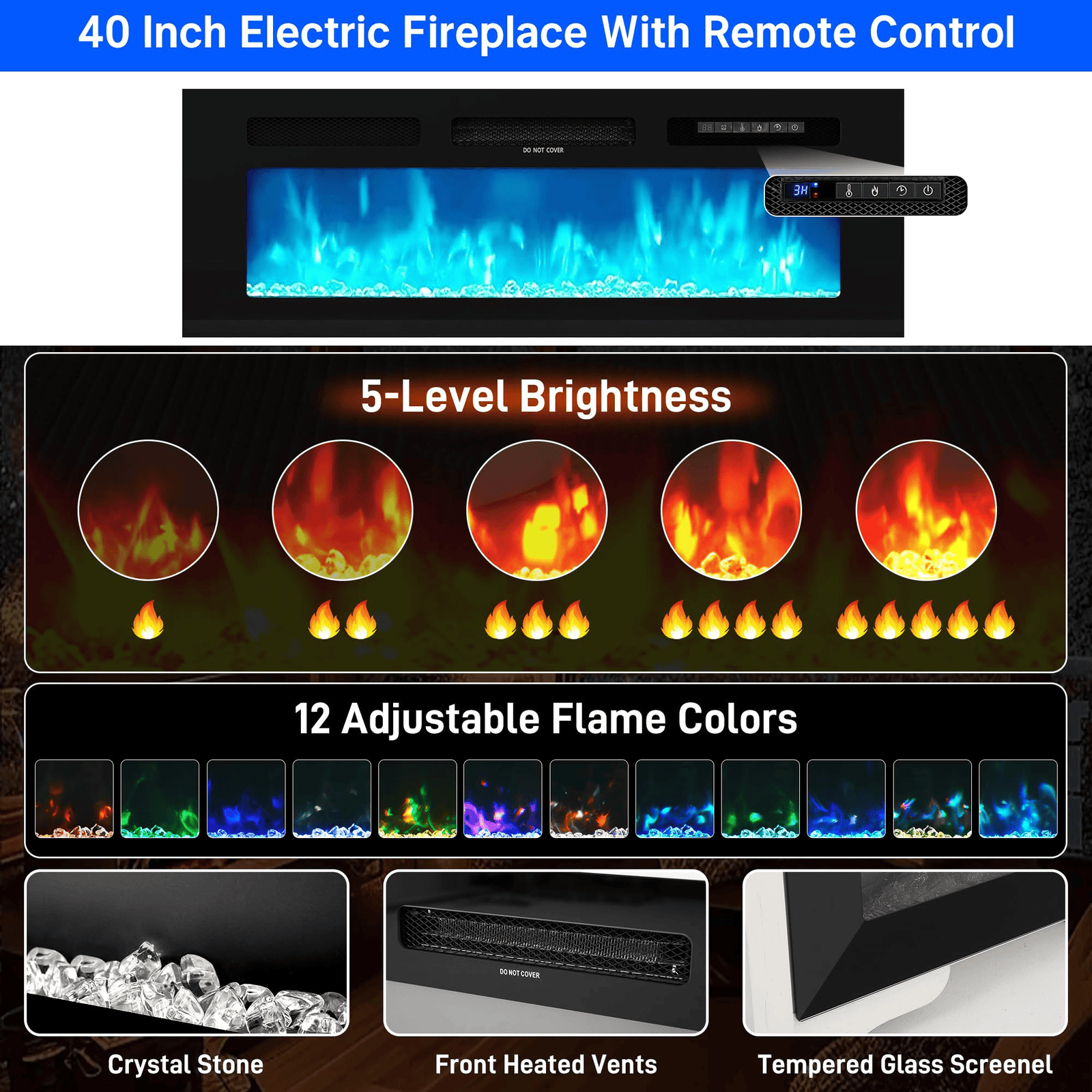 71"/ 81" Modern Electric Fireplace TV Stand Entertainment Center