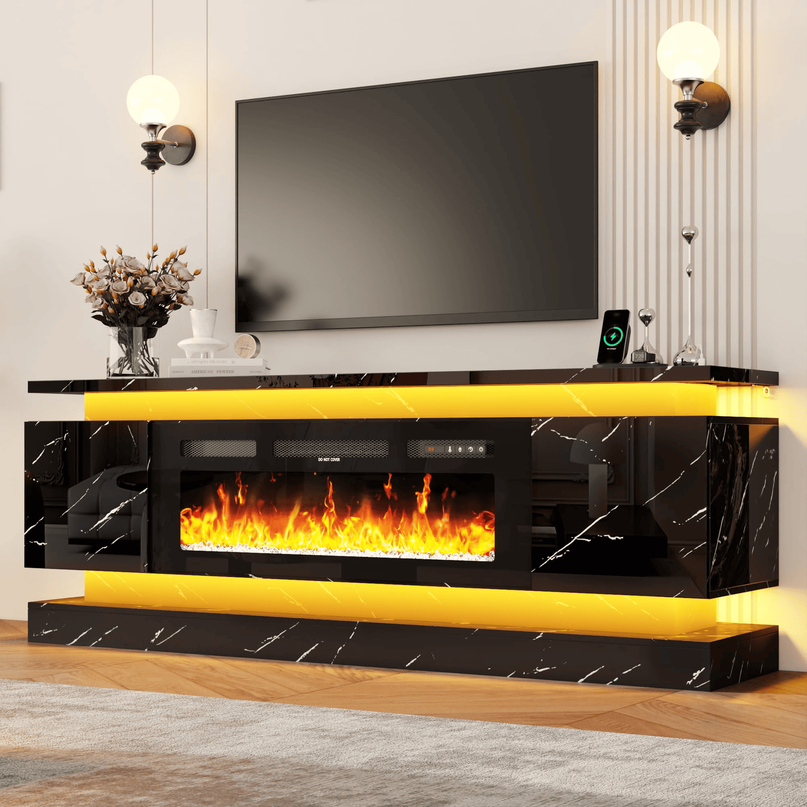 71"/ 81" Modern Electric Fireplace TV Stand Entertainment Center