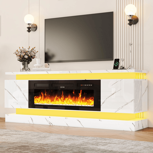 71"/ 81" Modern Electric Fireplace TV Stand Entertainment Center