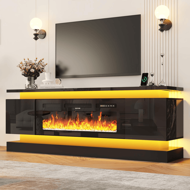 71"/ 81" Modern Electric Fireplace TV Stand Entertainment Center
