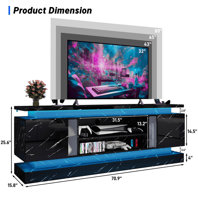 71"/ 81" Modern Electric Fireplace TV Stand Entertainment Center