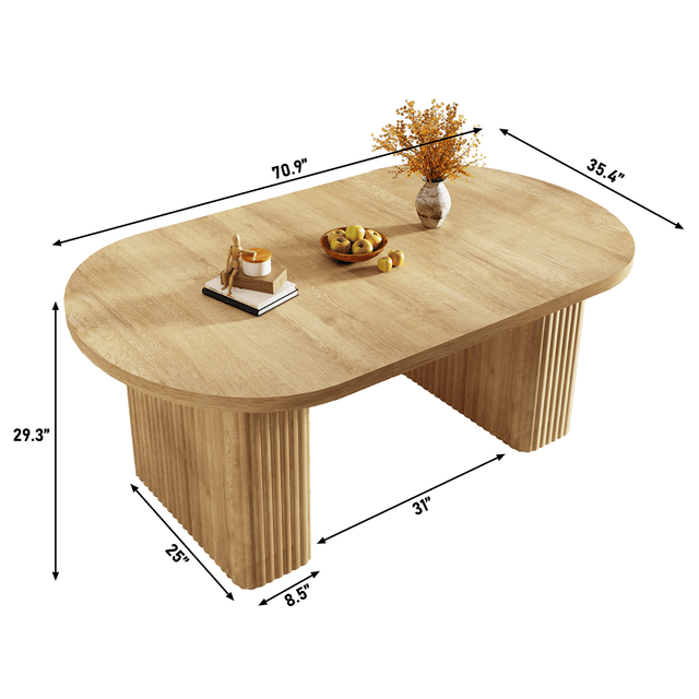 71" Oval Wood Kitchen Dining Room Table