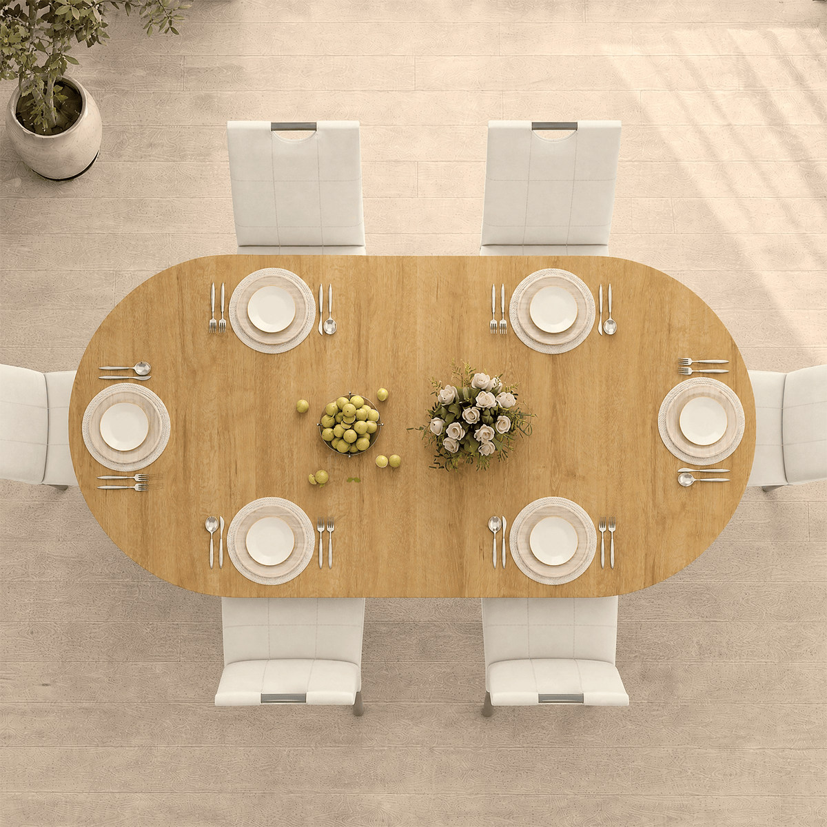 71" Oval Wood Kitchen Dining Room Table