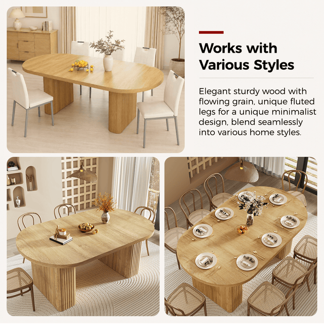 71" Oval Wood Kitchen Dining Room Table