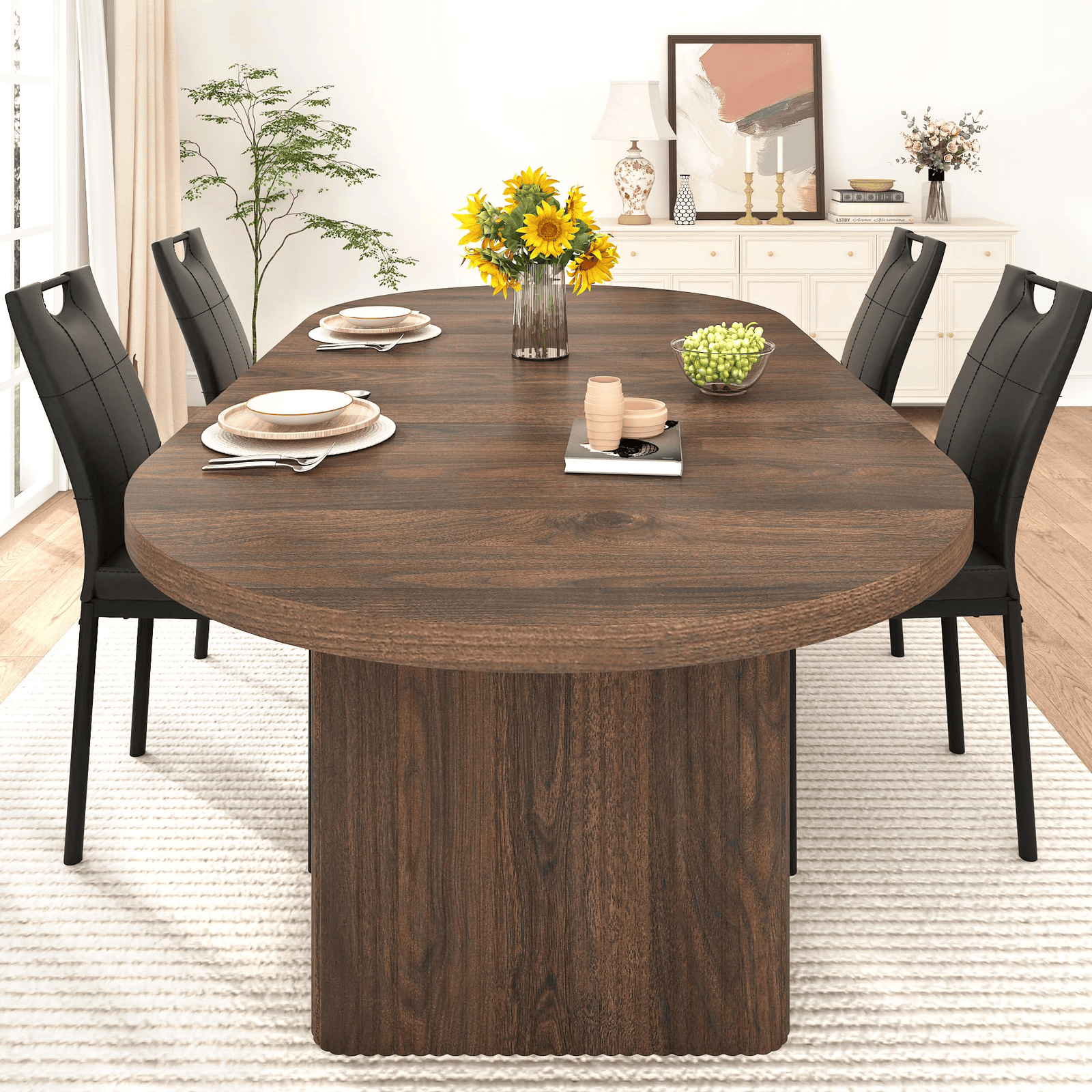 71" Oval Wood Kitchen Dining Room Table