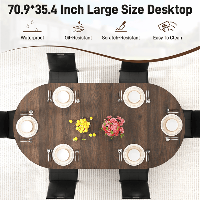 71" Oval Wood Kitchen Dining Room Table