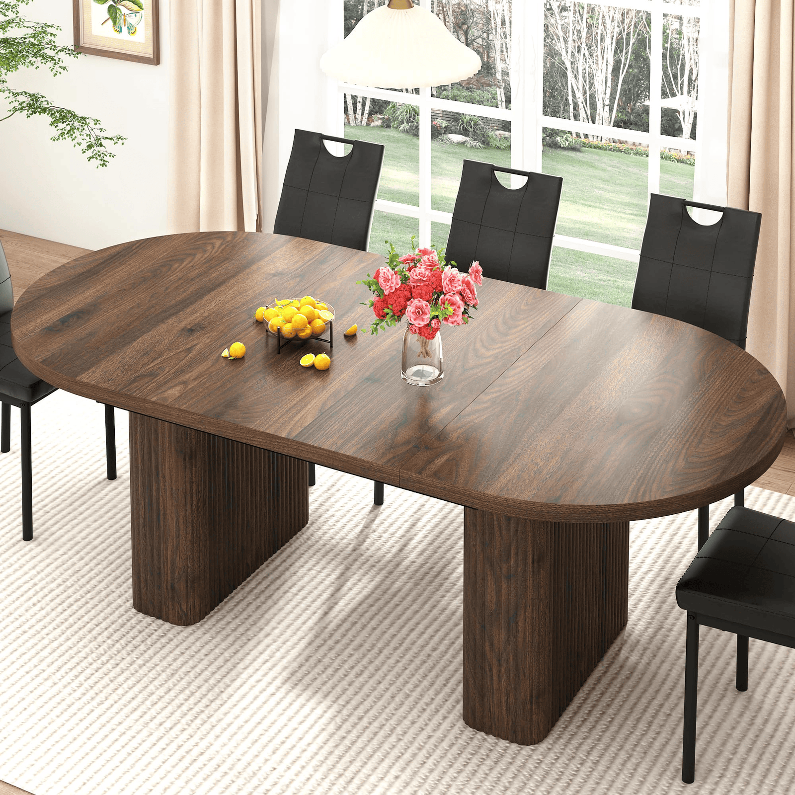71" Oval Wood Kitchen Dining Room Table