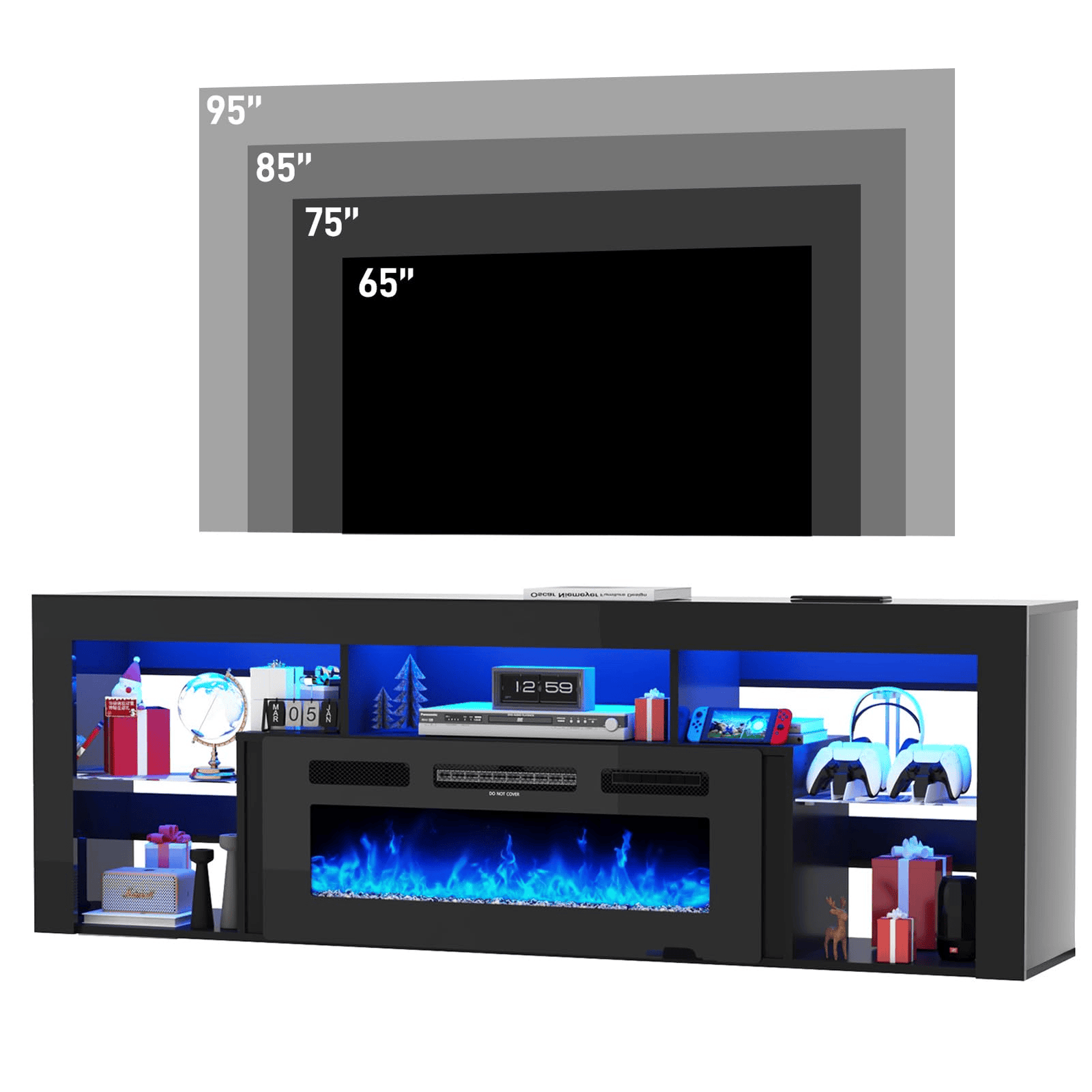 71" Floating Fireplace TV Stand Entertainment Center