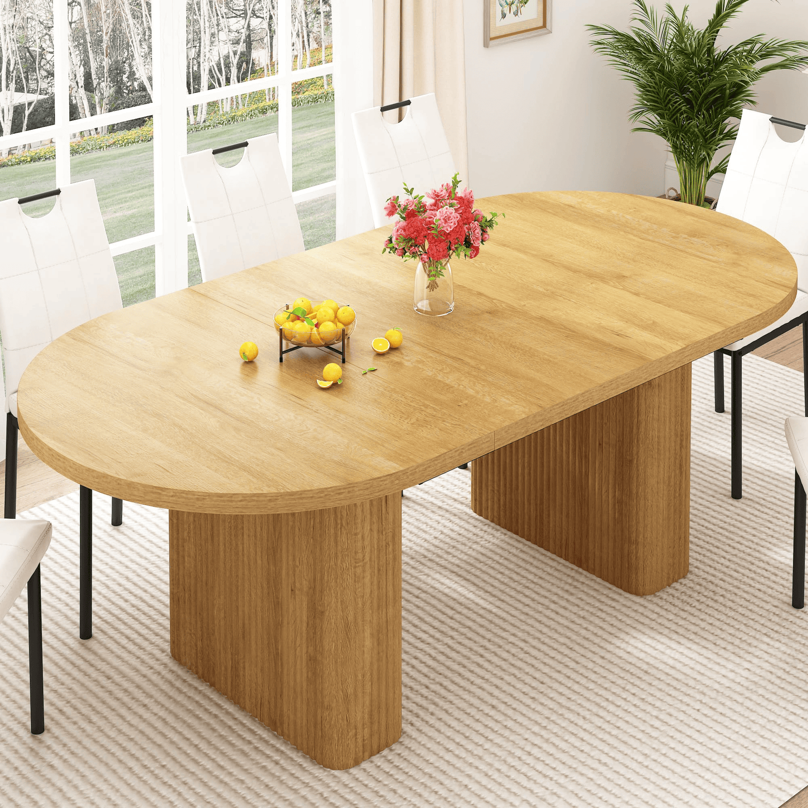 71" Oval Wood Kitchen Dining Room Table