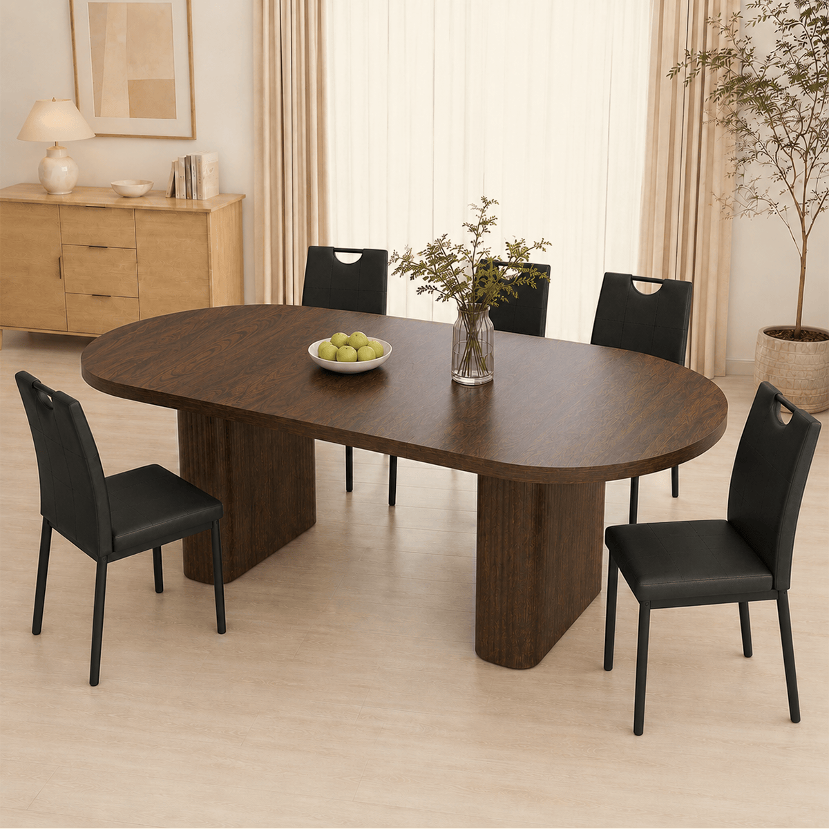 71" Oval Wood Kitchen Dining Room Table