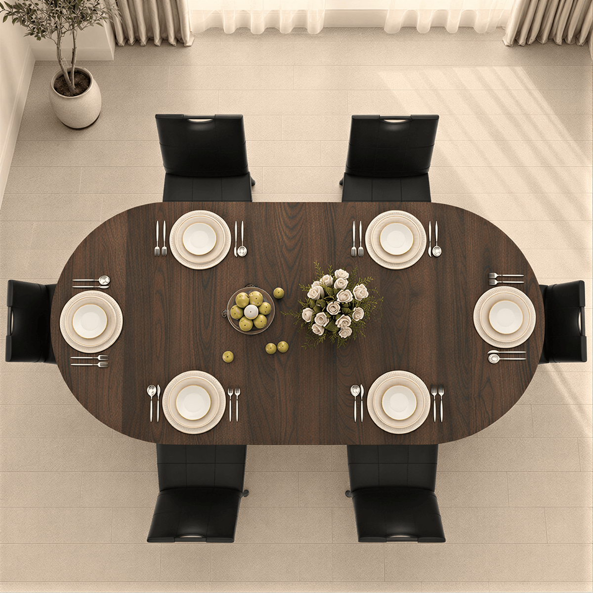 71" Oval Wood Kitchen Dining Room Table