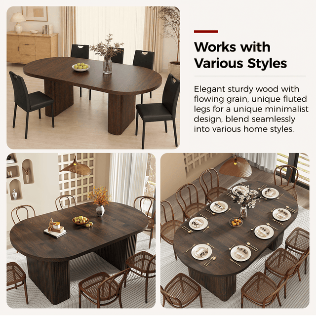 71" Oval Wood Kitchen Dining Room Table