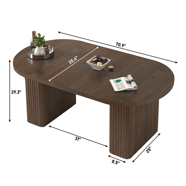 71" Oval Wood Kitchen Dining Room Table