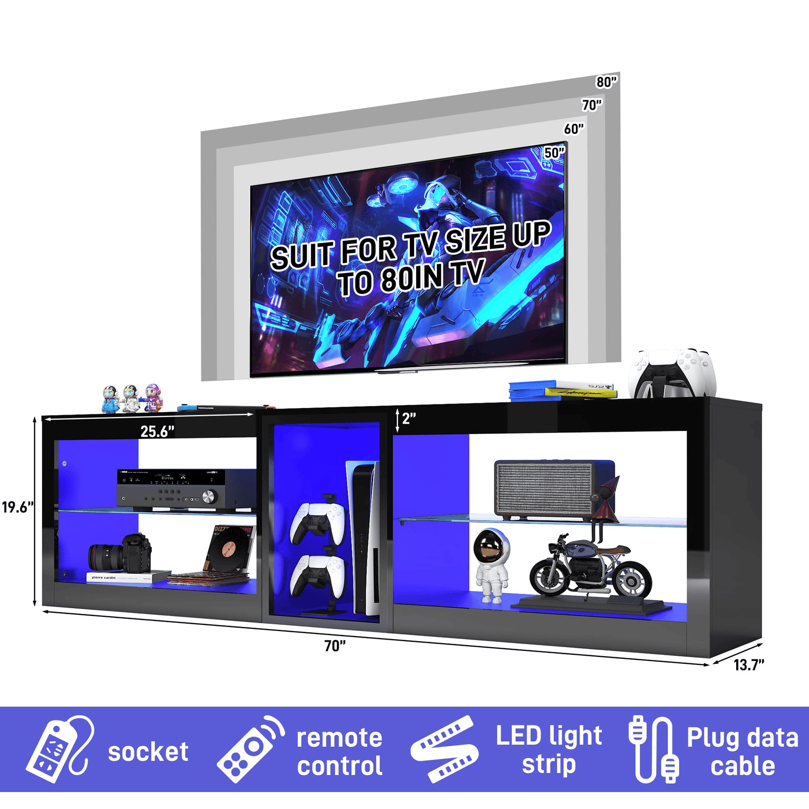 55"/ 63"/ 71" TV Stand for 60-70 Inch TV