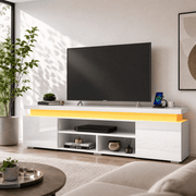 High Gloss Black LED TV Stand with Power Outlets & RGB Lights