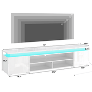 High Gloss Black LED TV Stand with Power Outlets & RGB Lights