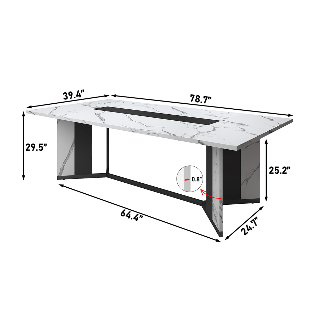 71"/ 78"/ 94" Rectangle Wood Kitchen Dining Room Table
